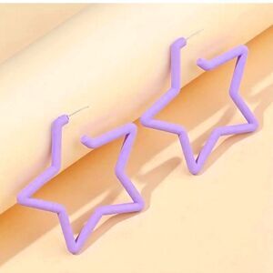 Large Lavender star shape earrings hollowed out purple stencil